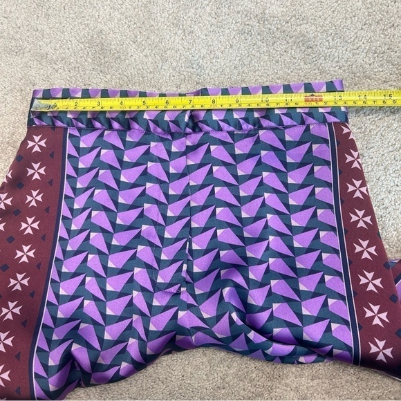 House of Harlow purple burgundy satin effect geometric printed pyjama pants NWT - Picture 11 of 15